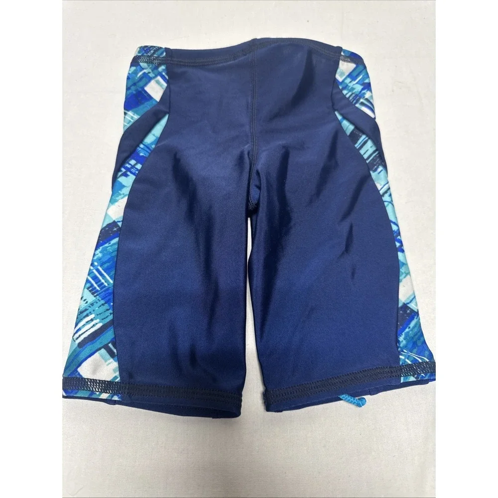 Speedo Racing Youth Blue Swim Shorts Jammer Drawstring Sz 22 ages 4-5